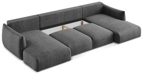 Divano angolare grigio scuro allungabile (a U) Leila – Makamii
