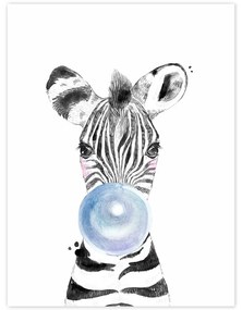 Quadro da parete - Zebra con la bolla blu | Inspio