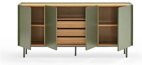 Cassettiera bassa in rovere decorato in colore verde-naturale 165x78 cm Arista - Teulat