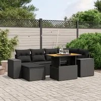 Set Divani da Giardino con Cuscini 7pz Nero Polyrattan 3275925