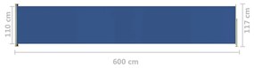 Tenda Laterale Retrattile per Patio 117x600 cm Blu
