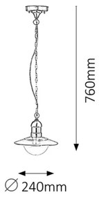 Rabalux 8764 - Lampada a sospensione da esterno OSLO 1xE27/60W