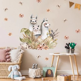 Adesivi murali - Alpaca con fiori | Inspio