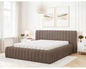 Letto matrimoniale imbottito marrone con contenitore e rete inclusi 140x200 cm Carilla – ELTAP