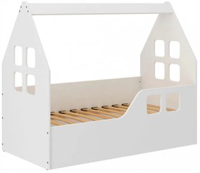 Letto per bambini di qualità a forma di casa in bianco 140 x 70 cm