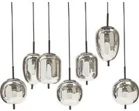 Lampadario in vetro argentato con 7 luci vetro 122 cm design moderno soggiorno contemporaneo