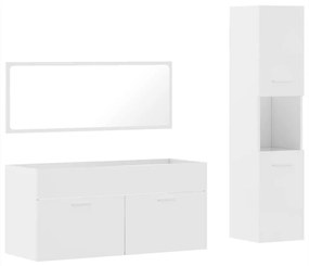 Set mobili da bagno 3 pz bianco lucido in legno multistrato