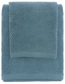 Set asciugamani bagno blu per viso e ospite in cotone puro Spring