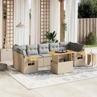 Set Divano da Giardino 8 pz con Cuscini Beige in Polyrattan 3273432