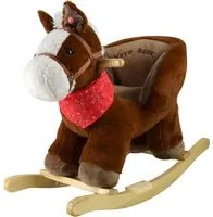 Cavallo a Dondolo per Bambini in Legno e Peluche Pony con Suoni