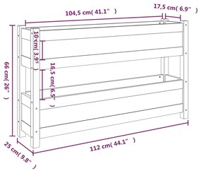 Fioriera Bianca 112x25x66 cm in Legno Massello di Pino