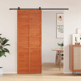 Porta Del Granaio Marrone 80x208 Cm İn Legno Massello Di Pino /
