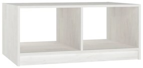 Tavolino da salotto bianco 75x50x33,5 cm legno massello di pino