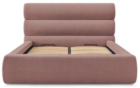 Letto matrimoniale imbottito rosa chiaro con contenitore a griglia 160x200 cm Jagna - Bobochic Paris