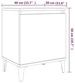 Comodini con Gambe in Metallo 2 pz Rovere Marrone 40x30x50 cm