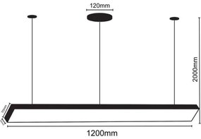 Lampadario LED a sospensione con filo LED/32W/230V 4000K diametro 120 cm nero