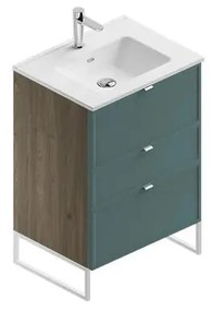 Mobile sottolavabo e lavabo Quadra per vasca centrale cotto/mirto in mdf L 60 x H 93 x P 46 cm 3 cassetti