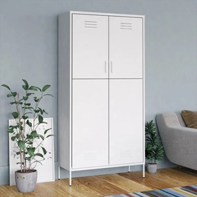 Armadio Bianco 90x50x180 Cm İn Acciaio /