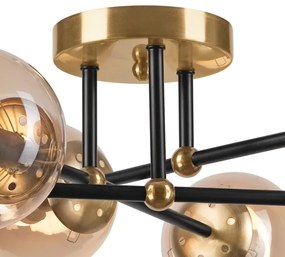 Lampadario a plafone MALENA 6xE14/5W/230V oro/nero/fumé beige