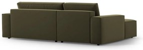 Divano angolare verde allungabile/con contenitore (con penisola a sinistra/con chaise lounge) con rivestimento in velluto Jodie – Micadoni