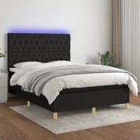 Letto a Molle con Materasso e LED Nero 140x190 cm in Tessutocod mxl 75043