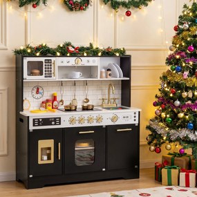 Costway Cucina bambini in legno cucina giocattolo con che si illumina, Cucina giocattolo set da gioco di chef per bambini 3+ anni 2 Colori
