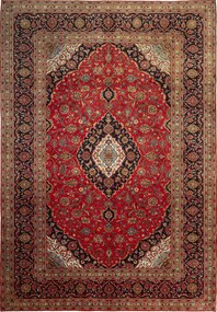 Kashan Tappeto 210 x 300 Blu (Iran) Annodato A Mano