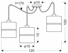 Lampadario a sospensione con filo ASSAM 3xE27/60W/230V nero