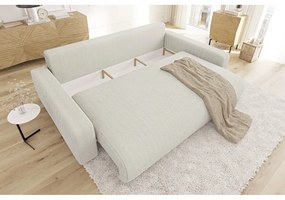 Divano color crema allungabile/con contenitore con rivestimento in velluto a coste 234 cm Sara – Ropez