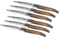 Set 6 Coltelli da Bistecca Lama Liscia Manico in Legno Steak Alps