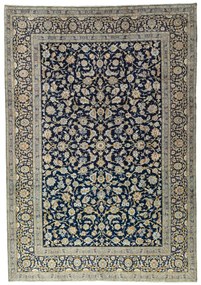 Kashan Tappeto 390 x 270 Blu (Iran) Annodato A Mano