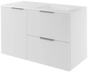 Mobile da bagno sospeso sotto lavabo L 105 x H 64 x P 48 cm bianco laccato, 2 cassetti, 1 anta SENSEA Neo