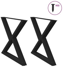 Gambe Per Tavolo Da Pranzo 2 Pz Nero 90x(72-73,3) Cm İn Acciaio /