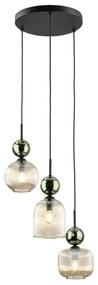 Lampadario a sospensione con cavo SOPHIA 3xE14/10W/230V nero/verde/beige fumé