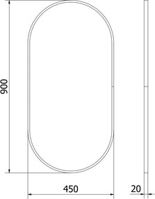 Mexen Loft specchio da bagno ovale 90 x 45 cm, cornice nera - 9851-090-045-000-70