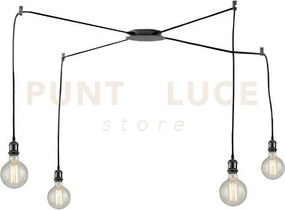 Lampadario a sospensione groove nera 4 luci attacco e27 250cm cavi ...
