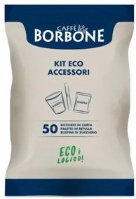 KIT ACCESSORI ECOLOGICO 50PZ BICCHIERINI DI CARTA + PALETTE + BUSTINE ZUCCHERO