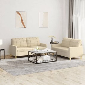 Set Di Divani 2 Pz Con Cuscini Crema İn Tessuto /