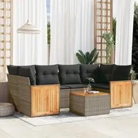 Set Divani da Giardino 7 pz con Cuscini Grigio in Polyrattancod mxl 88837