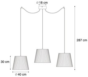 Lampada a sospensione da esterno nera con paralumi in corda beige 3 luci IP44 - Cava Jayla