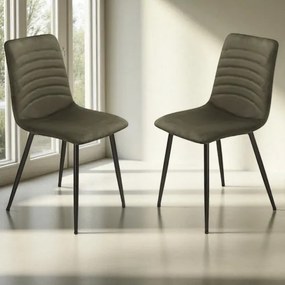 Sedia imbottita in tessuto cannettato Verde CANNETO 2 sedie