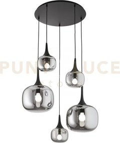Lampadario a sospensione jaipur fume' e nera 2 luci attacco e27+3 l...