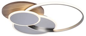 Lampada da soffitto rotonda in legno incl. LED 3 luci con telecomando - Ajdin