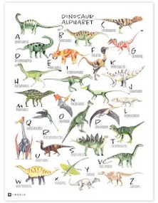 Quadri da parete per la camera dei bambini - Alfabeto di dinosauri | Inspio