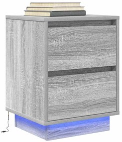 Comodino Con Luci Led Grigio Sonoma 38x34x50 Cm /
