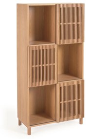 Kave Home - Libreria Beyla in legno massello e impiallacciato rovere 84,5 x 170 cm FSC 100%