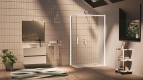 Porta doccia scorrevole, L 167-169 cm x H 195 cm x SP 6 mm, profilo bianco