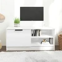 Mobile Porta TV Bianco Lucido 80x35x45 cm in Legno Multistrato 811478