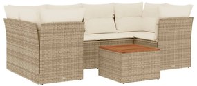 Set divani da giardino 7 pz con cuscini beige in polyrattan