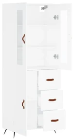 Credenza bianca 69,5x34x180 cm in legno multistrato